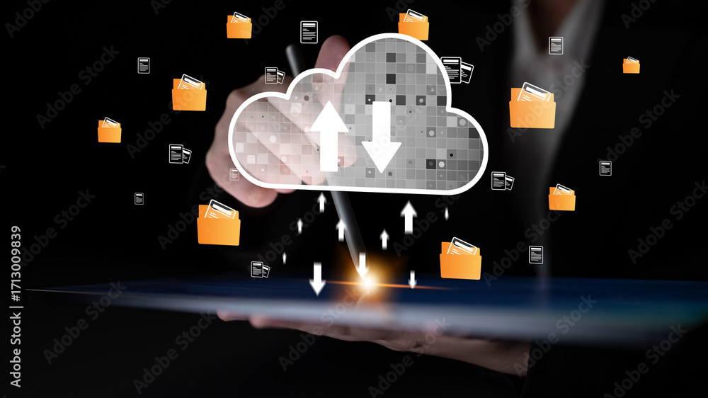 Aufkleber cloud computing enables digital growth with secure data storage, scalable infrastructure, and strate
