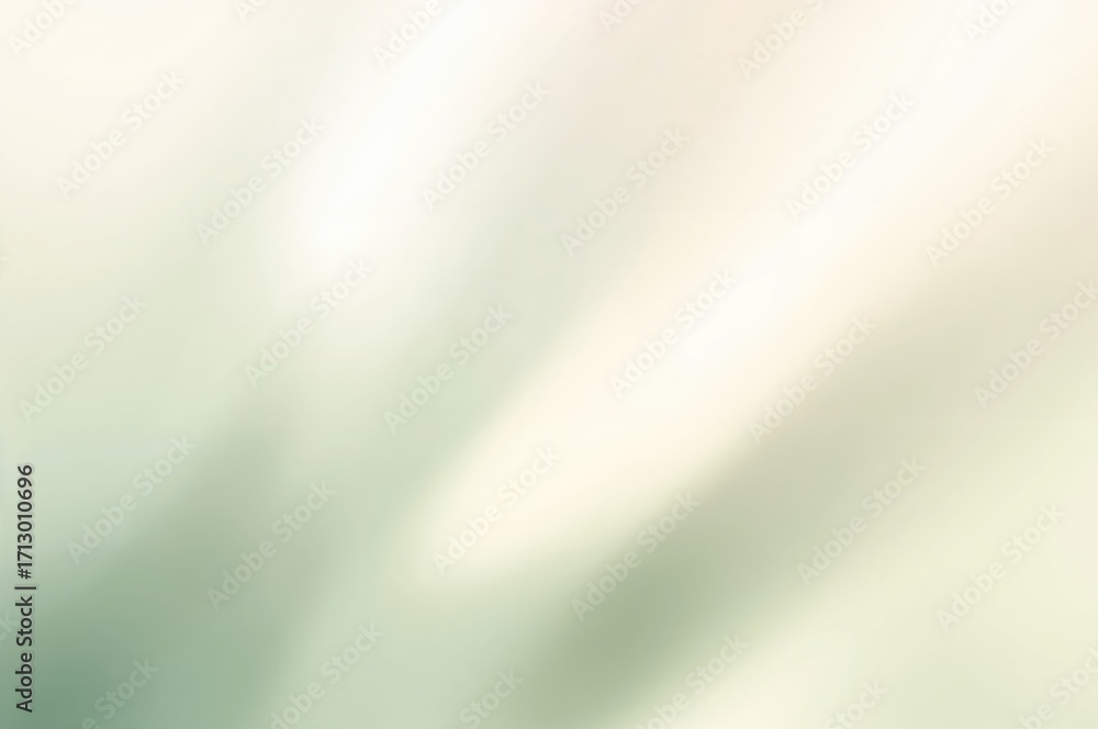 Poster soft gradient blending white beige tones with a gentle green tint and delicate noise effect, flowing