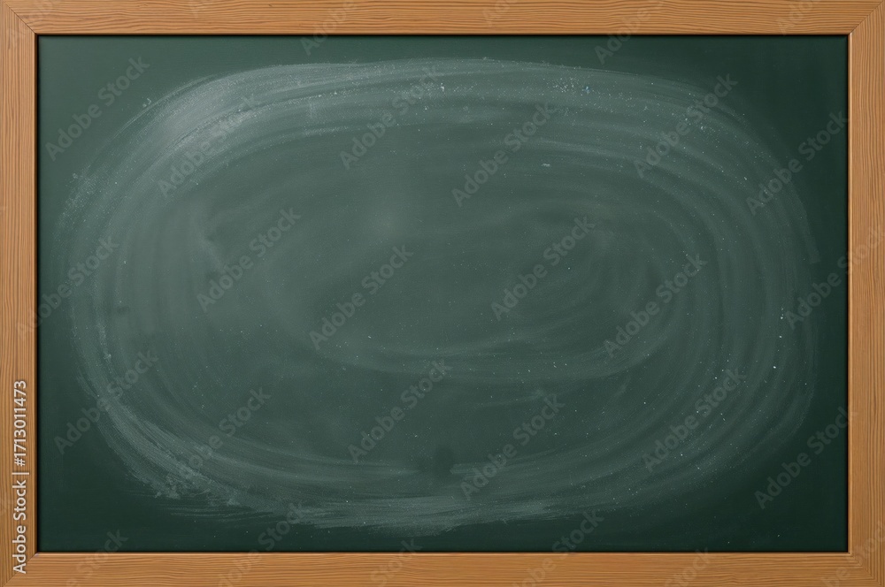 Poster chalkboard with blank area for text or artwork. erased chalk marks on blackboard backdrop. learning 