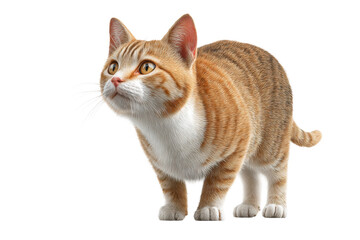 Obraz premium Curious orange tabby cat with striped fur and alert expression, cut out