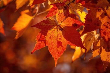 Fototapeta premium Close-up view of fall foliage details