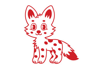 Cartoon fox outlines reveal a delightful white coat adorned with red spots and endearing features
