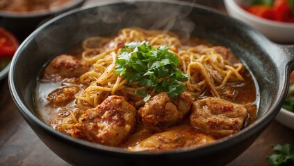 Tasty bowl of chicken noodle soup