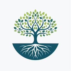 Obraz premium Elegant tree emblem representing nature, growth, and interconnectedness within a circular design