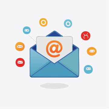 Email Communication Illustration: A Blue Envelope Conveying Digital Correspondence Concepts