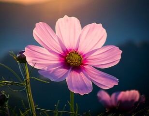 a pink cosmos blooms in solitude