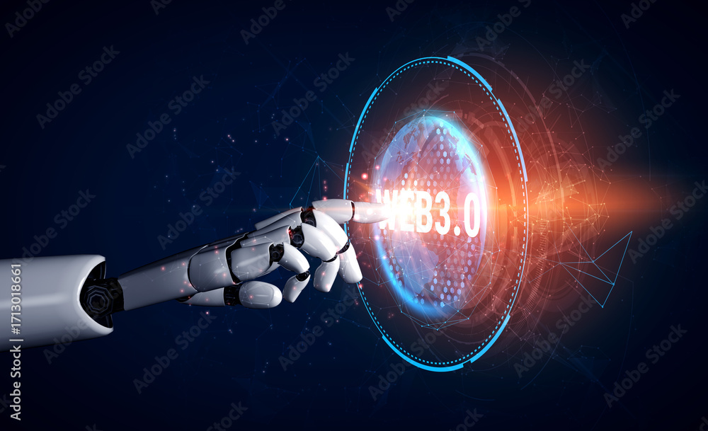 Poster the global impact of ai on the web 3.0 next generation internet. a concept of a worldwide decentrali