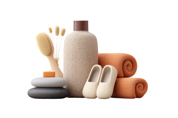 Naklejka premium Spa essentials: natural bath accessories and relaxation items, cut out