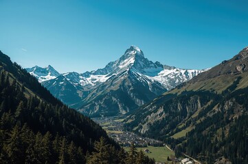 Scenic Panorama Mountain Range Seen