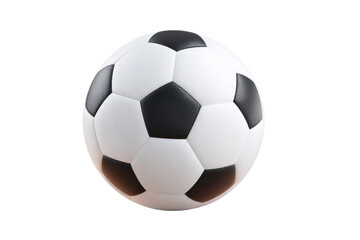 Obraz premium Classic black and white soccer ball with hexagonal pattern on white background, cut out