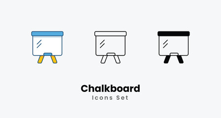Chalkboard Icons thin line and glyph vector icon stock illustration