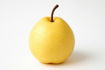 Isolated yellow pear on a plain white surface