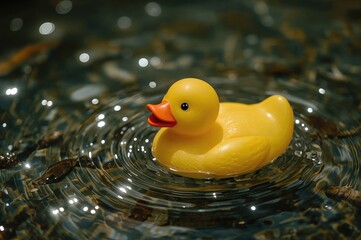Rubber duck floating on water