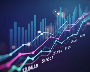 Financial Stock Market Data Analysis with Upward Trending Graphs and Bars financial data chart