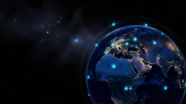 Glowing Earth with Digital Network Connections in Outer Space globe planet