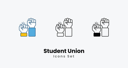 Student Union Icons thin line and glyph vector icon stock illustration