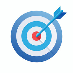 Illustration of an arrow hitting the bullseye on a target board for business concepts