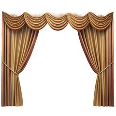Elegant Gold and Rose Gold Stage Curtains with Rope Tie- Backs and Swags gold curtains