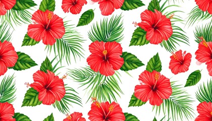 Tropical Hibiscus Floral Pattern