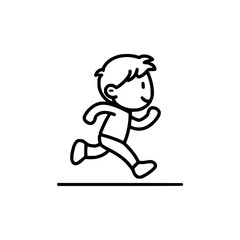 Running boy cartoon illustration vector art design graphic image character child drawing sketch outline style
