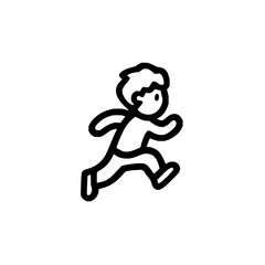 Naklejka premium Running man vector illustration line art drawing of a person running fast simple design outline of runner sprint