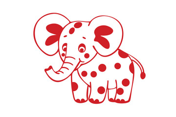 Cartoonstyle baby elephant features a happy expression and red polka dots on its body