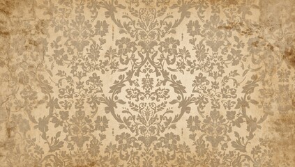 Seamless vintage sepia damask snowflake texture background with distressed and mottled effects