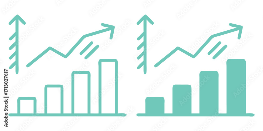 Poster a business graph chart with an upward-pointing arrow symbolizes growth, market success, and financia