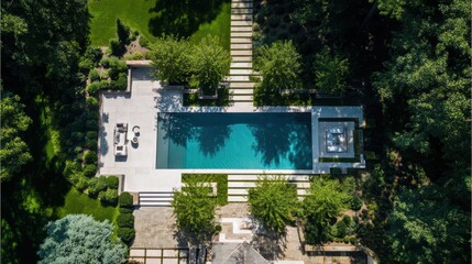 elegant pool in the backyard garden