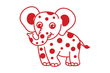 Charming red dotted elephant smiles gently standing on a white backdrop creating a delightful image