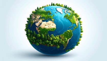 A Vibrant Depiction of Earth Adorned with Flourishing Greenery Showcasing Environmental Harmony