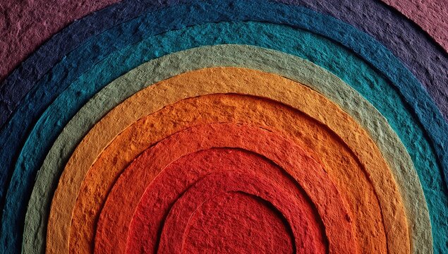 Layered concentric circles of textured, vibrant colors