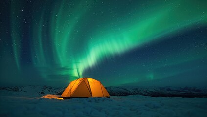 Glowing Shelter Beneath Aurora Borealis