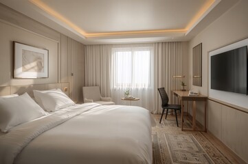 Hotel room featuring a double bed interior