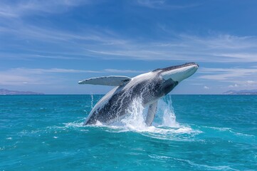 Fototapeta premium Humpback whale leaping out of the water