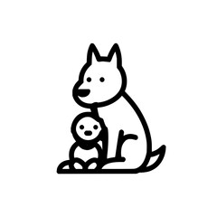 Cute dog with baby vector illustration pet animal puppy canine friend adorable drawing simple outline art design