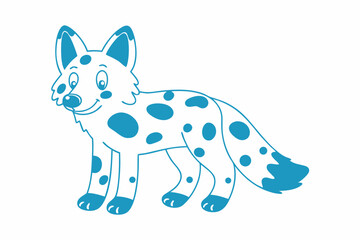 Cheerful cartoon dingo displays spotted coat and friendly eyes with a light blue outline