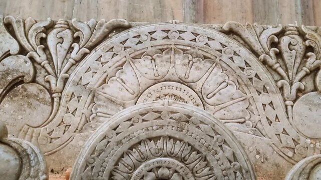 Shri Ram Mandir, Chaphal, Satara's carved umbaratha (threshold) by Samarth Ramdas Swami symbolizes a sacred transition. Adorned with Vishnu Shankh, stepping over it signifies entering the divine step.
