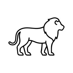 Lion outline drawing vector illustration, african wildlife animal, leo zodiac sign, simple line art drawing