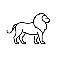 Lion outline drawing vector illustration, animal line art, safari animal, african wildlife, lion icon