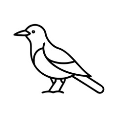 Simple line art drawing of a bird illustration for coloring pages and educational resources