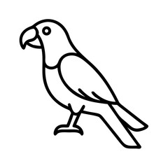 Parrot outline drawing vector illustration exotic bird tropical animal pet design simple line art icon graphic isolated