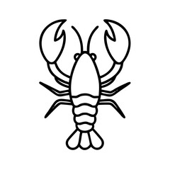 Lobster outline drawing vector illustration seafood animal crustacean aquatic sea life clip art design