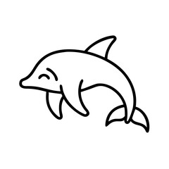 Cute dolphin drawing outline vector illustration for kids coloring pages and design projects