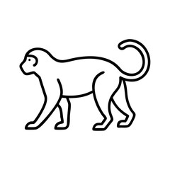 Monkey outline drawing vector illustration primate animal zoo wildlife jungle pet mammal tail art line
