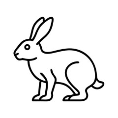 Rabbit outline drawing vector illustration easter bunny line art simple animal clip art cute hare design element isolated on white