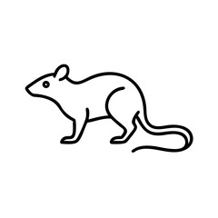 Rat illustration vector drawing of a rodent pest in simple line art style isolated on white
