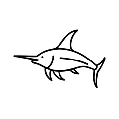 Drawing of a swordfish vector illustration marine animal outline ocean sea life aquatic creature design