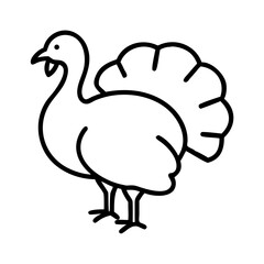 Fototapeta premium Turkey outline vector drawing for thanksgiving day celebration traditional holiday design idea vector
