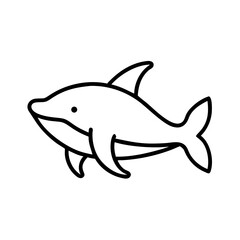 Dolphin outline drawing vector illustration, marine animal, ocean life, sea creature, mammal art